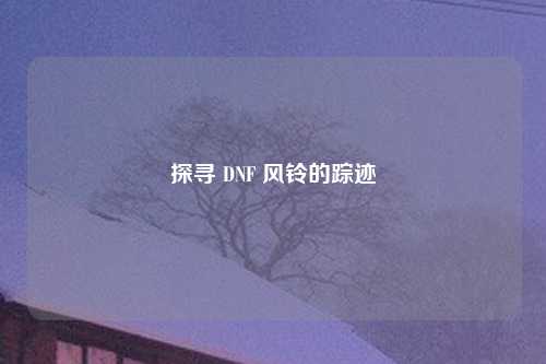 探寻 DNF 风铃的踪迹