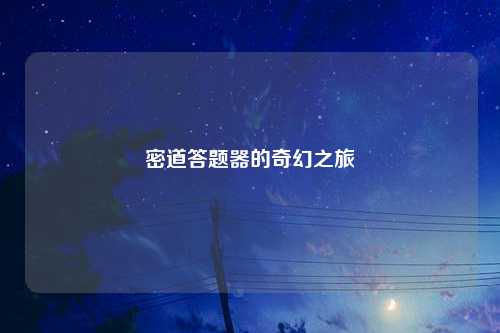 密道答题器的奇幻之旅