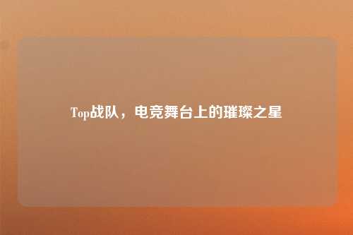 Top战队，电竞舞台上的璀璨之星