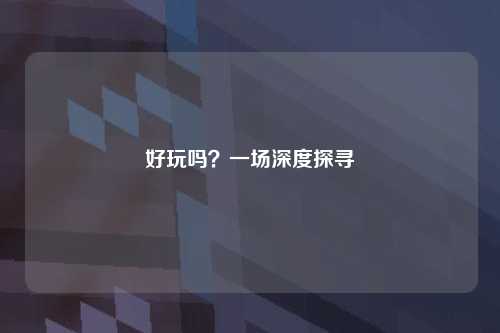 好玩吗？一场深度探寻