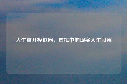人生重开模拟器，虚拟中的现实人生洞察