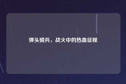 弹头骑兵，战火中的热血征程