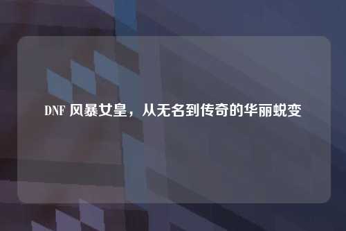 DNF 风暴女皇，从无名到传奇的华丽蜕变
