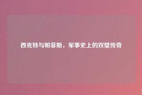 西克特与帕菲斯，军事史上的双璧传奇