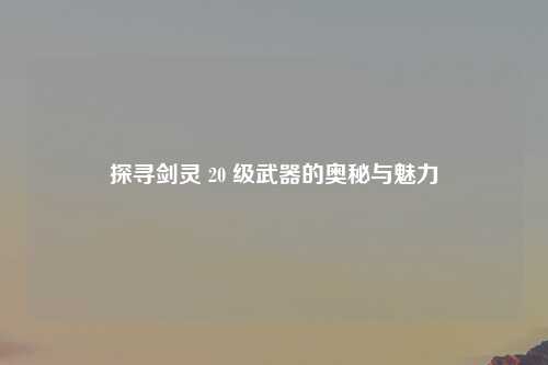 探寻剑灵 20 级武器的奥秘与魅力