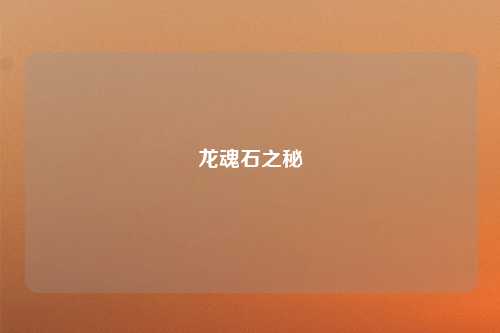 龙魂石之秘