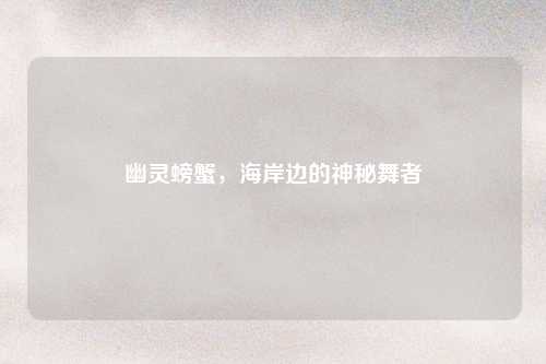 幽灵螃蟹，海岸边的神秘舞者