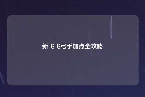 新飞飞弓手加点全攻略