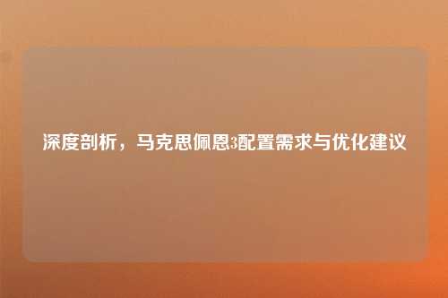 深度剖析，马克思佩恩3配置需求与优化建议