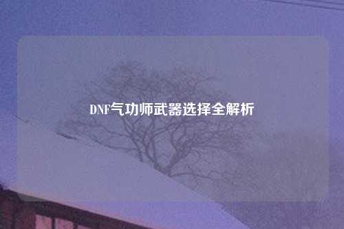 DNF气功师武器选择全解析