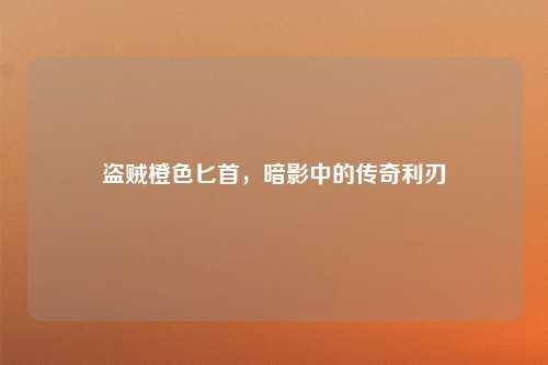 盗贼橙色匕首，暗影中的传奇利刃