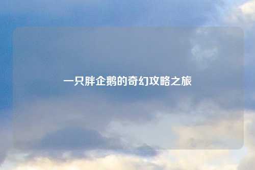 一只胖企鹅的奇幻攻略之旅