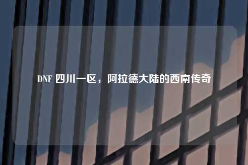 DNF 四川一区，阿拉德大陆的西南传奇