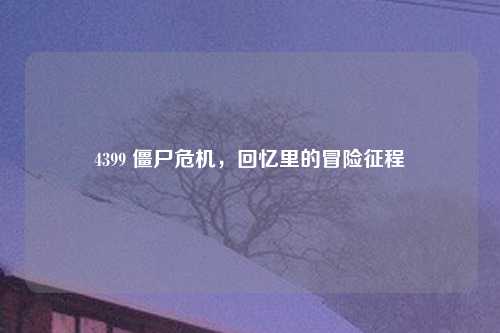 4399 僵尸危机，回忆里的冒险征程