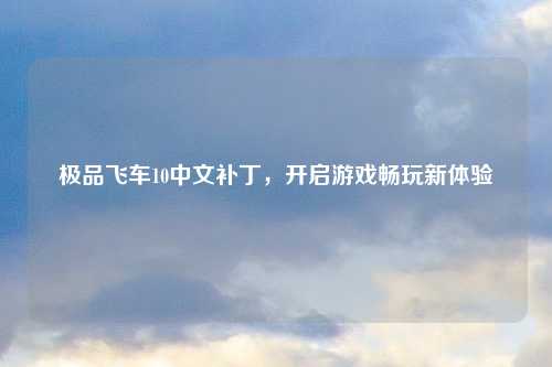 极品飞车10中文补丁，开启游戏畅玩新体验