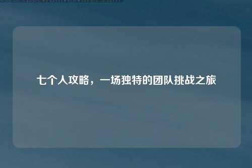 七个人攻略，一场独特的团队挑战之旅