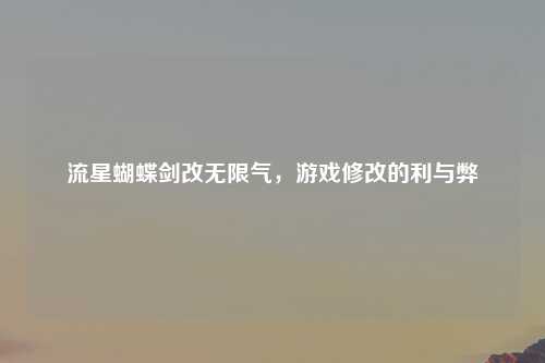 流星蝴蝶剑改无限气，游戏修改的利与弊