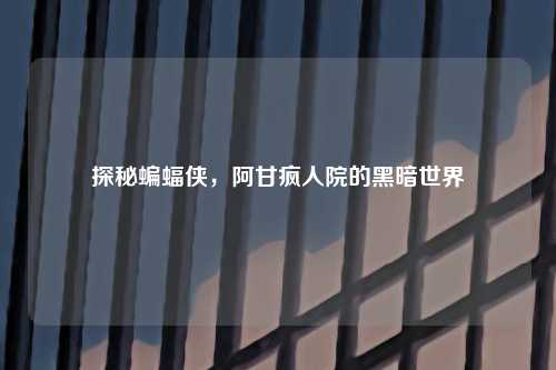 探秘蝙蝠侠，阿甘疯人院的黑暗世界