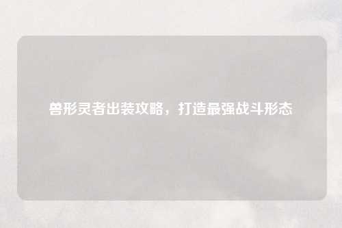 兽形灵者出装攻略，打造最强战斗形态
