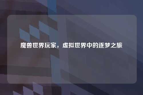 魔兽世界玩家，虚拟世界中的逐梦之旅