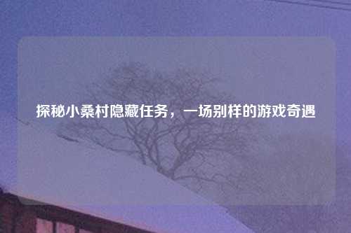 探秘小桑村隐藏任务，一场别样的游戏奇遇