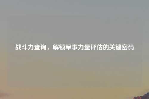 战斗力查询，解锁军事力量评估的关键密码