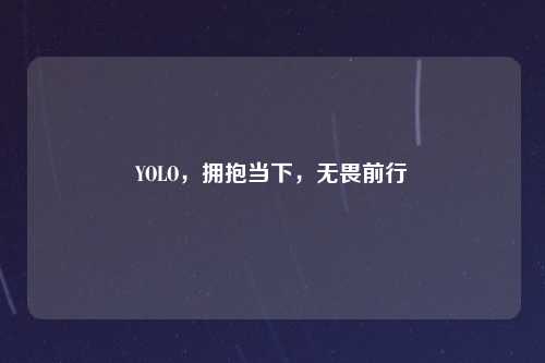 YOLO，拥抱当下，无畏前行