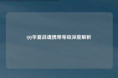 QQ华夏战魂携带等级深度解析
