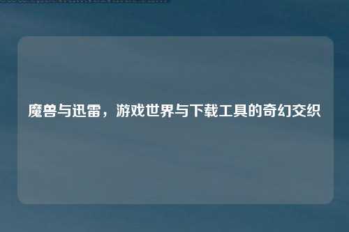 魔兽与迅雷，游戏世界与下载工具的奇幻交织