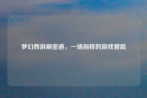 梦幻西游刷密道，一场别样的游戏冒险