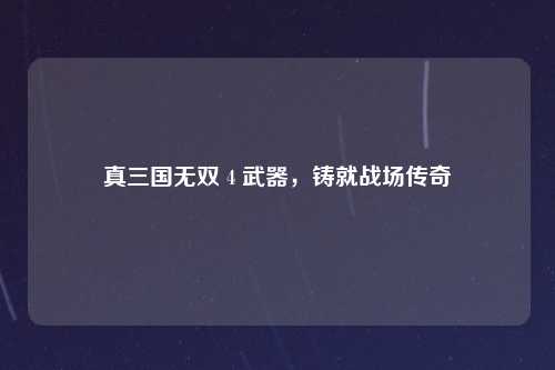 真三国无双 4 武器，铸就战场传奇
