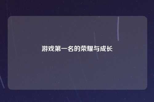 游戏第一名的荣耀与成长