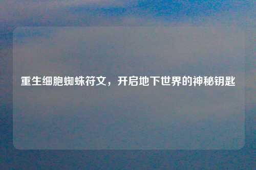重生细胞蜘蛛符文，开启地下世界的神秘钥匙
