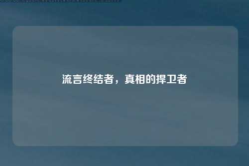 流言终结者，真相的捍卫者