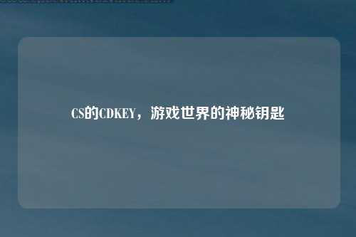 CS的CDKEY，游戏世界的神秘钥匙